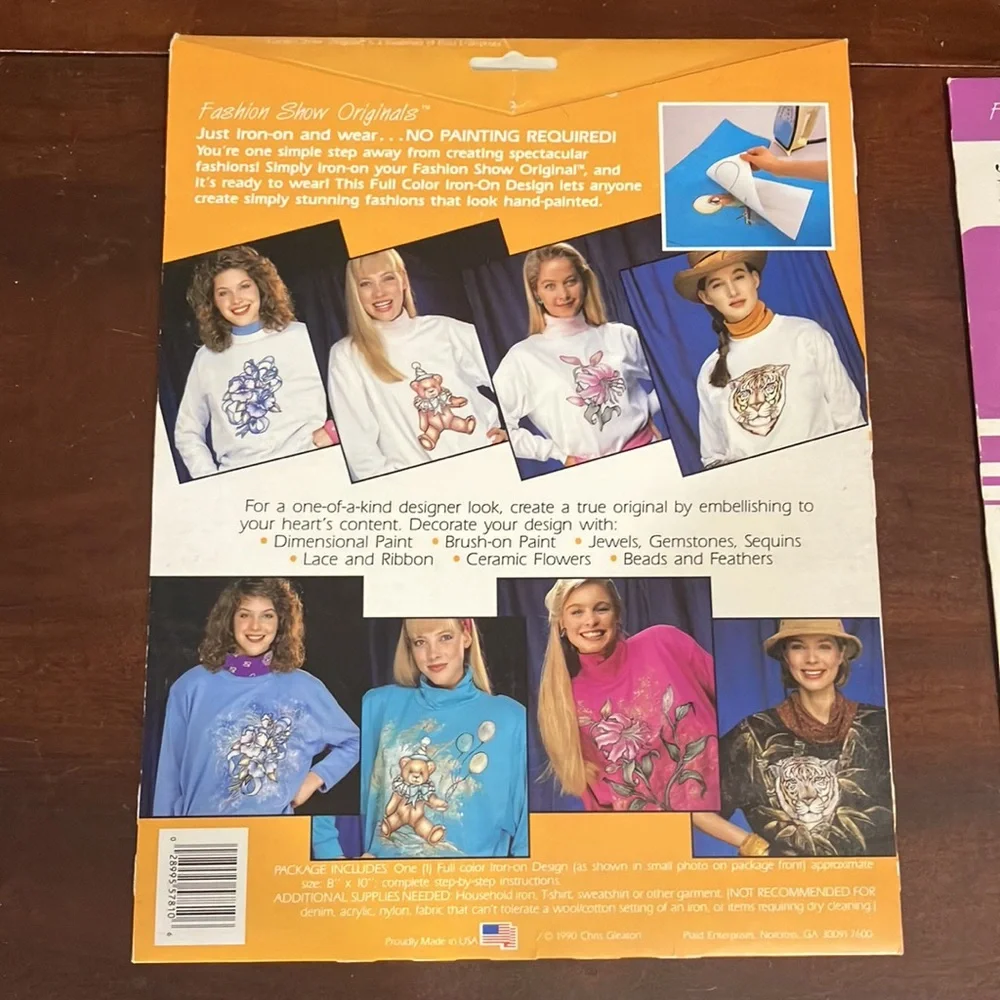 Lot of 3 Vintage 1990 & 1991 Fashion Show Originals Iron On Designs
